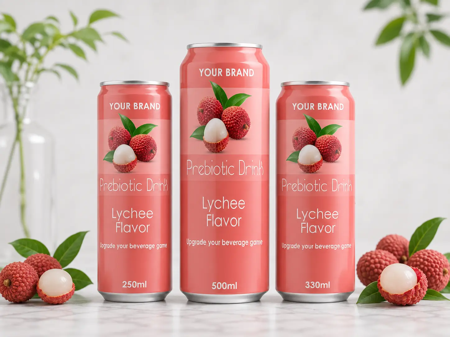 PREBIOTIC DRINK Lychee Flavor 250ml, 330ml and 500ml cans